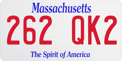 MA license plate 262QK2