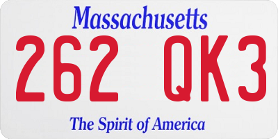 MA license plate 262QK3