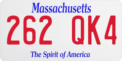 MA license plate 262QK4