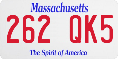 MA license plate 262QK5
