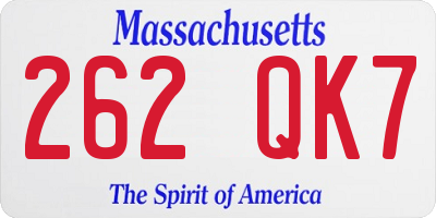 MA license plate 262QK7