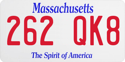 MA license plate 262QK8