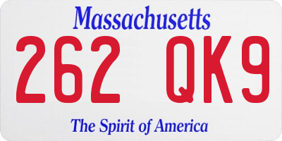MA license plate 262QK9