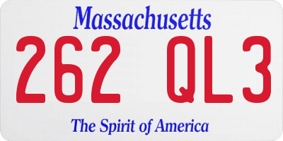 MA license plate 262QL3