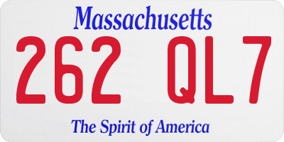 MA license plate 262QL7