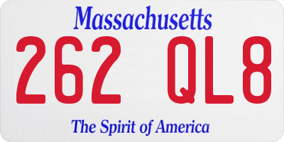 MA license plate 262QL8