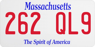 MA license plate 262QL9