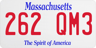MA license plate 262QM3