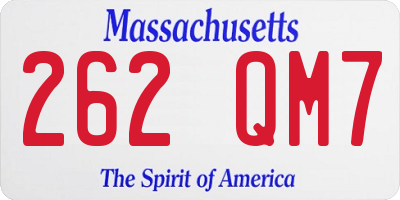 MA license plate 262QM7
