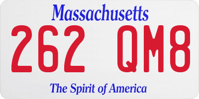 MA license plate 262QM8