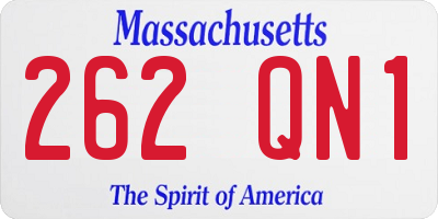 MA license plate 262QN1
