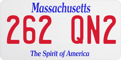 MA license plate 262QN2