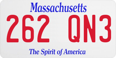 MA license plate 262QN3
