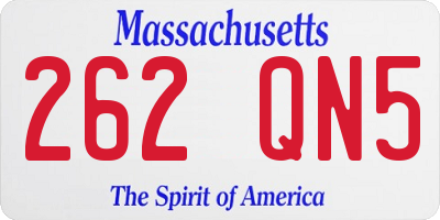 MA license plate 262QN5