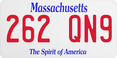 MA license plate 262QN9