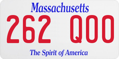 MA license plate 262QO0