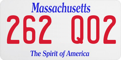 MA license plate 262QO2