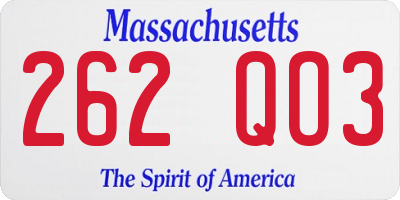 MA license plate 262QO3