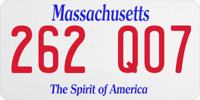 MA license plate 262QO7