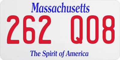 MA license plate 262QO8