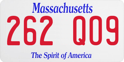 MA license plate 262QO9