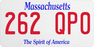 MA license plate 262QP0