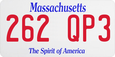 MA license plate 262QP3