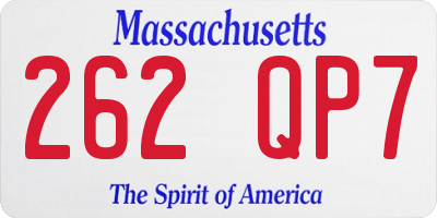 MA license plate 262QP7