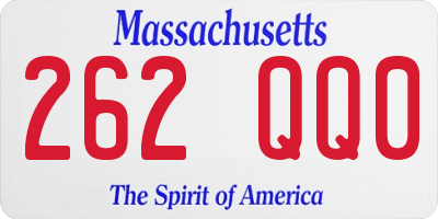 MA license plate 262QQ0