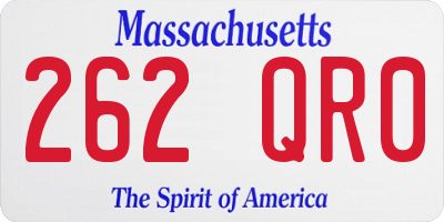 MA license plate 262QR0