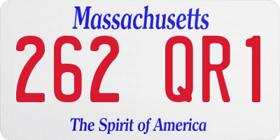 MA license plate 262QR1