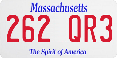 MA license plate 262QR3
