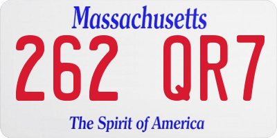MA license plate 262QR7