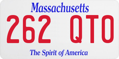 MA license plate 262QT0