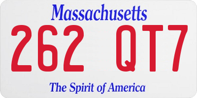 MA license plate 262QT7