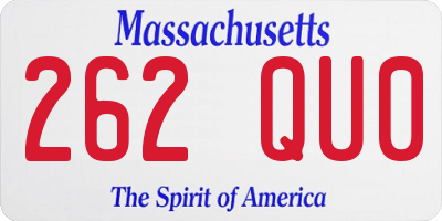 MA license plate 262QU0