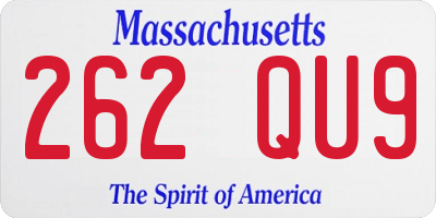 MA license plate 262QU9