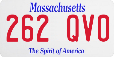 MA license plate 262QV0