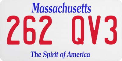 MA license plate 262QV3