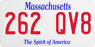 MA license plate 262QV8