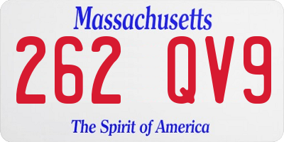 MA license plate 262QV9