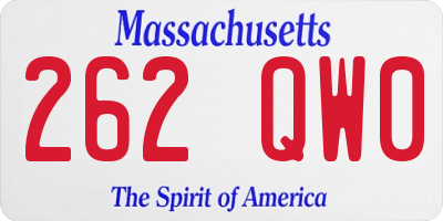 MA license plate 262QW0