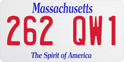 MA license plate 262QW1