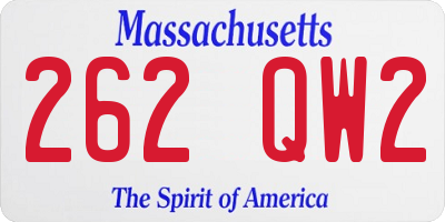 MA license plate 262QW2