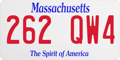 MA license plate 262QW4