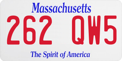 MA license plate 262QW5