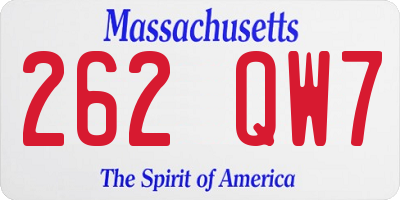 MA license plate 262QW7