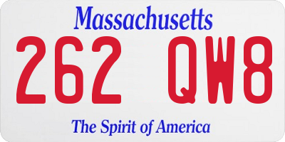 MA license plate 262QW8