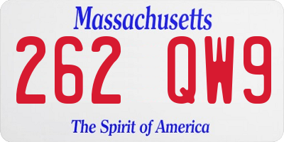 MA license plate 262QW9