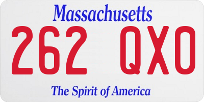 MA license plate 262QX0